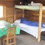 The cabin has two bunk beds.